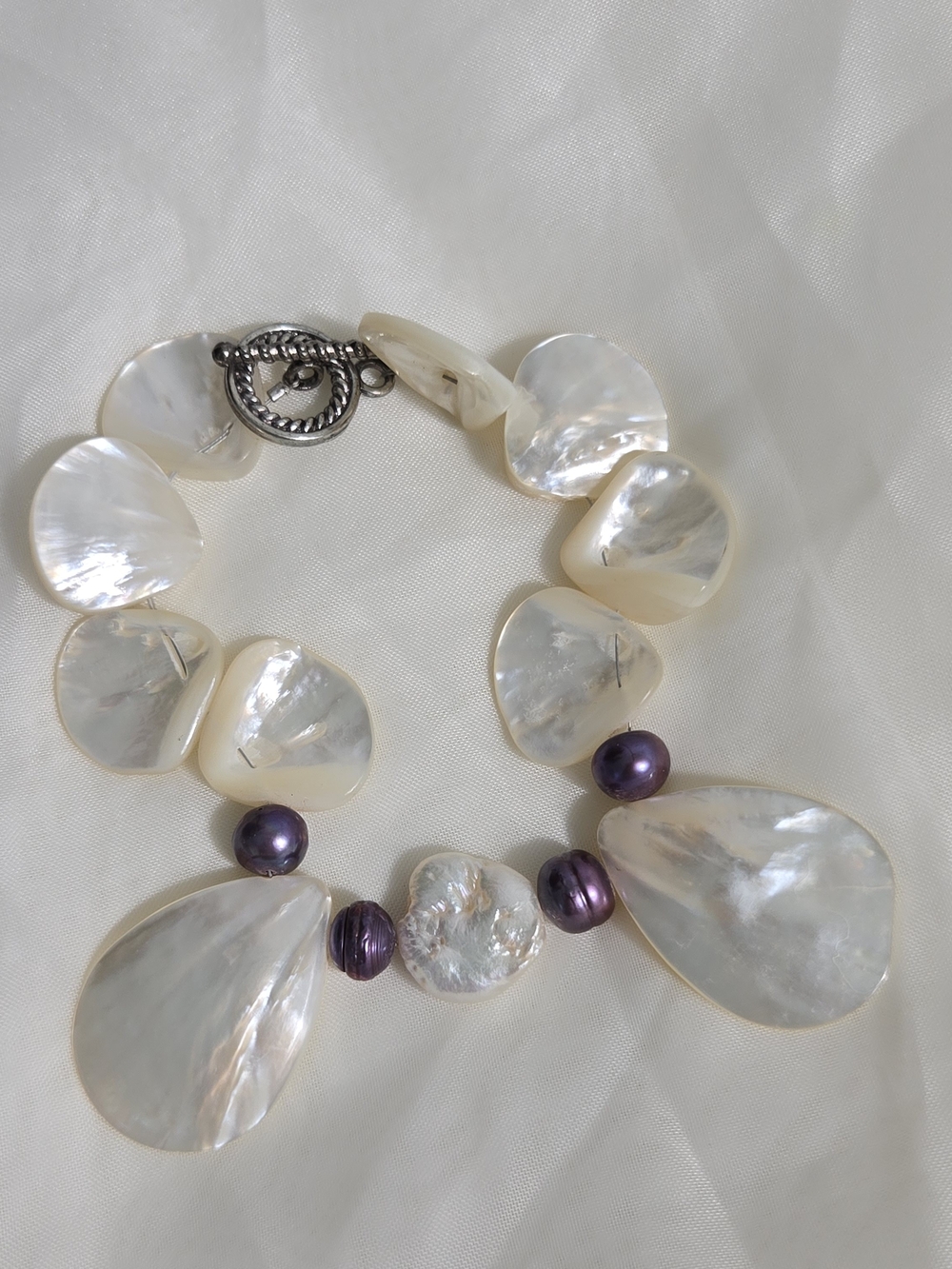 ✨ Mother of Pearl & Purple Freshwater Pearl Statement Bracelet ✨